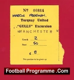 Torquay United v Manchester United 1980s – Coach Ticket