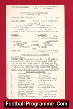 Torquay United v Poole Town 1961 – Single Sheet Issue