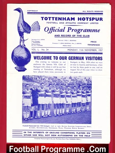 Tottenham Hotspur v VFB Stuttgart 1957 – Friendly Match Germany