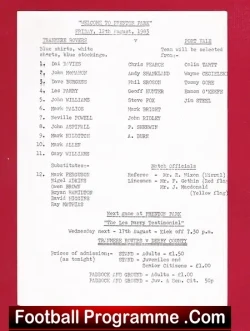 Tranmere Rovers v Port Vale 1983 – Single Sheet