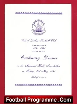 Vale Of Leithen Centenary Dinner Menu 1991 - Multi Autographed - football memorabilia