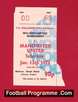 Wolves v Manchester United 1973 – Football Ticket