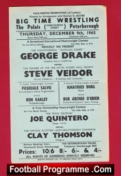Wrestling Poster Drake v Veidor - Palais Peterborough 1965 - sport programme