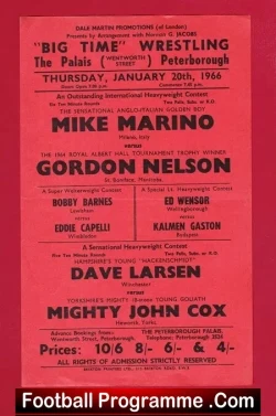 Wrestling Poster Marino v Nelson – Palais Peterborough 1966