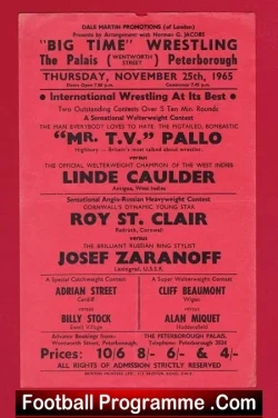 Wrestling Poster St Clair v Zaranoff – Palais Peterborough 1965