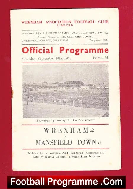 Wrexham v Mansfield Town 1955