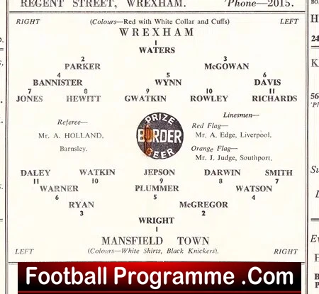 Wrexham v Mansfield Town 1955