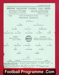 Wrexham v Witton Albion 1964 - Reserves Single Sheet Issue - football programme