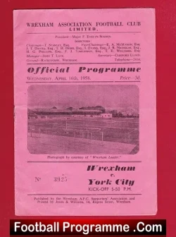 Wrexham v York City 1958 - football programme