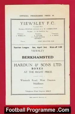 Yiewsley v Berkhamsted Town 1948