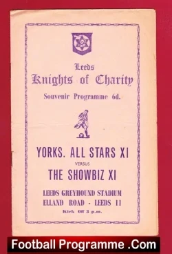 Yorkshire All Stars v Showbiz X1 1960 - Leeds Greyhound Stadium - sport programme