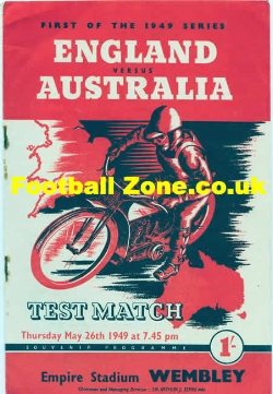 England Speedway v Australia 1949 – at Wembley