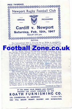 Cardiff Rugby v Newport 1947