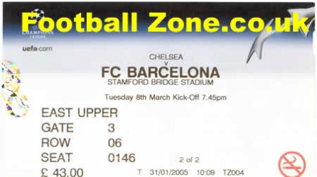 Chelsea v Barcelona 2005 - Football Ticket Stub