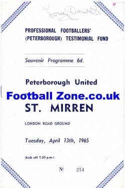 Peter McNamee Benefit Match Testimonial Peterborough United 1965