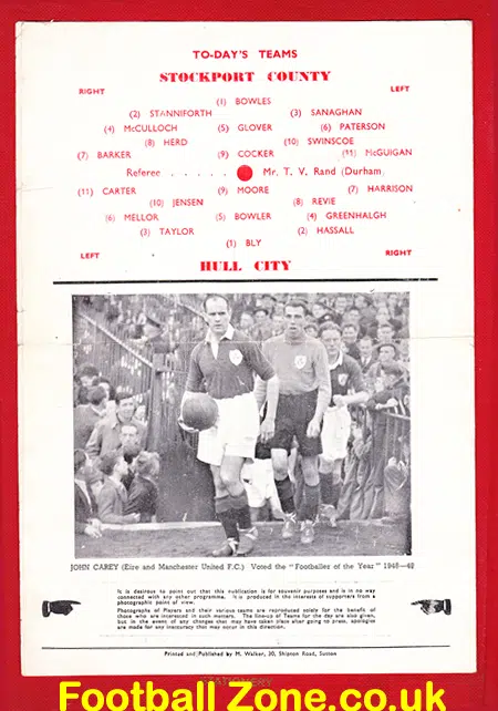 Stockport County v Hull City 1950 - FA Cup