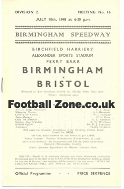 Birmingham Speedway v Bristol 1948