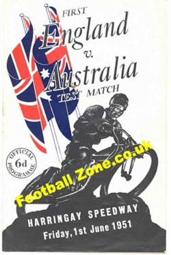 England Speedway v Australia 1951 – at Harringay