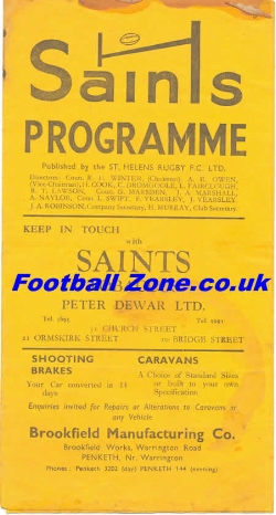 St Helens Rugby v Workington Town 1948