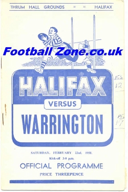 Halifax Rugby v Warrington 1958