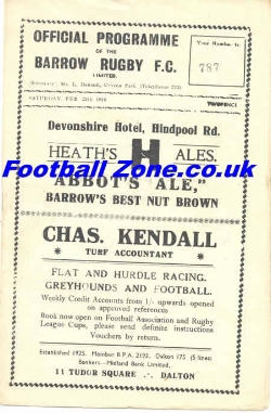Barrow Rugby v Rochdale Hornets 1949