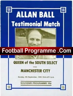 Allan Ball Testimonial Benefit Game Queen Of The South 1984 - football programme