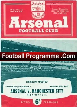 Arsenal v Manchester City 1963 - football programme