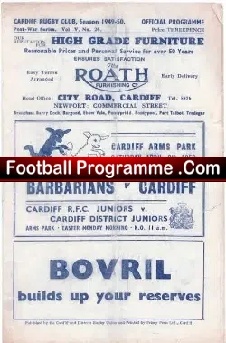Barbarians Rugby v Cardiff 1950
