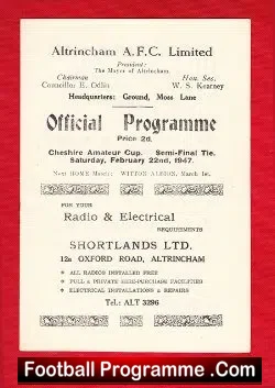 Barnton v Hazel Grove 1947 – Cheshire Cup Semi Final