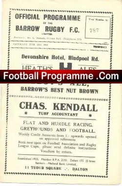 Barrow Rugby v Rochdale Hornets 1949