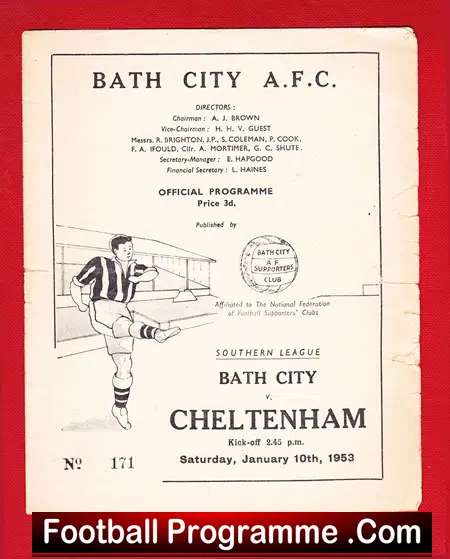 Bath City v Cheltenham Town 1953 – to clear