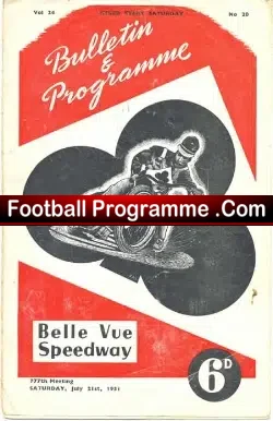 Belle Vue Speedway Programme 1951 Riders Championship