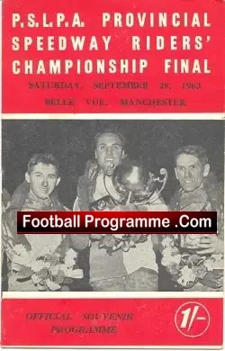 Belle Vue Speedway Programme 1963 Provincial Riders Final