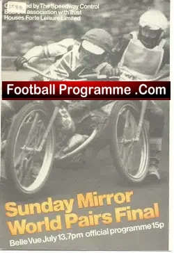 Belle Vue Speedway Programme 1974 Best Pairs Final