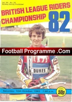Belle Vue Speedway Programme 1982 Riders Championship