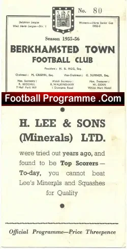 Berkhamsted Town v Hemel Hempstead 1956