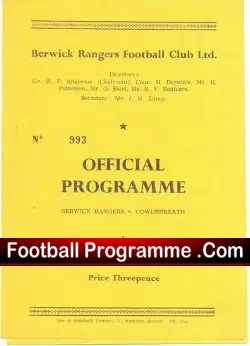 Berwick Rangers v Cowdenbeath 1957