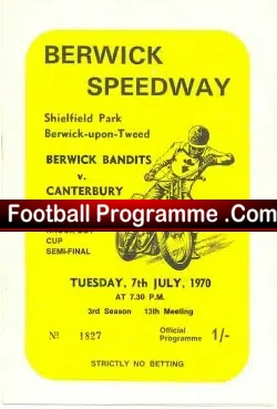 Berwick Speedway v Canterbury Crusaders 1970