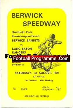 Berwick Speedway v Long Eaton 1970