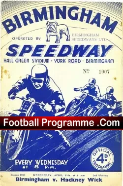 Birmingham Speedway v Hackney Wick 1938