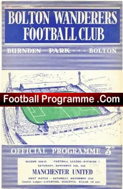 Bolton Wanderers v Manchester United 1958 – Debut Warren Bradley