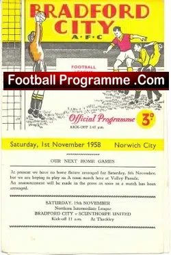 Bradford City v Norwich City 1958