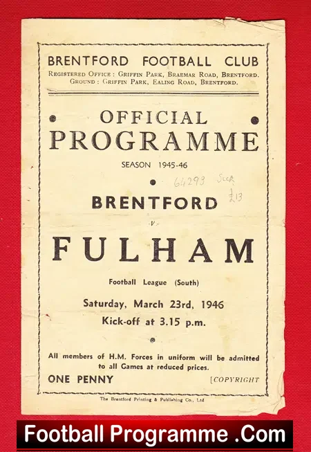 Brentford v Fulham 1946
