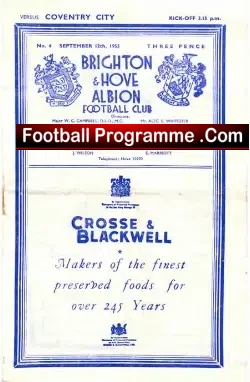 Brighton Hove Albion v Coventry City 1953