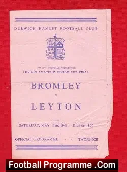 Bromley v Leyton 1946 – Amateur Senior Cup Final