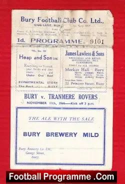 Bury v Tranmere Rovers 1944 – Old 1940s Football Programme