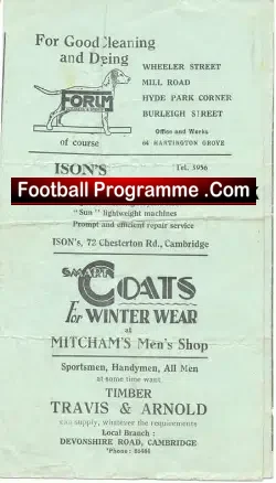 Cambridge Town v Aylesbury United 1949 - football programme