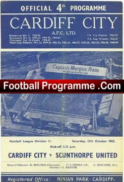 Cardiff City v Scunthorpe United 1962