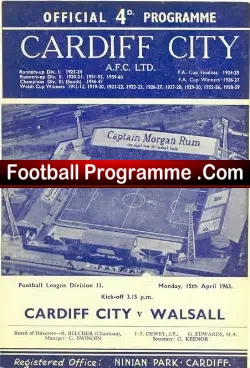 Cardiff City v Walsall 1963