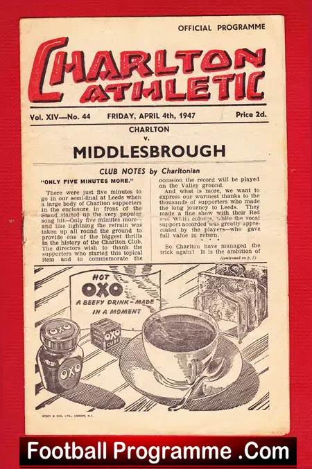 Charlton Athletic v Middlesbrough 1947